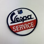 Patch, embleem Vespa Service om op te naaien doorsnee 75mm