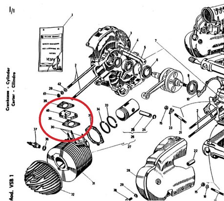 Pertinax pakking tussen carburateur en cilinder  GS 160, SS180 