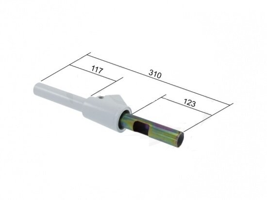 Schakelhendel 4-V Rally, Sprint, ET3 lengte=123mm wat in het stuur gaat, lengte totaal =310mm en Ø=24mm