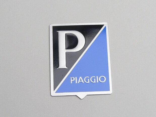 Logo "P/Piaggio" rechthoek aluminium 37x48, zelfklevend