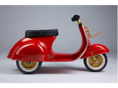 Loop scooter Vespa style, voor kinderen van 1 tot 5 jaar Special ROOD, inclusief rekje