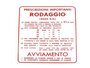 Inrij-instructie sticker rood Rodaggio (2000 km) 4 versnell. 2% _